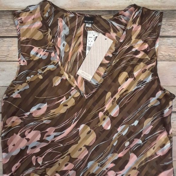 William B Silk Sleeveless Sheer V-Neck Blouse M‎ - Picture 2 of 6